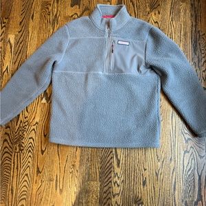 Men’s vineyard Vines 1/4 Zip Sherpa Fleece Pullover, Grey, Large